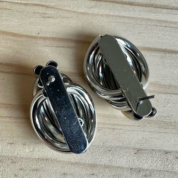 Chunky Silver Knot Earrings - Picture 5 of 7